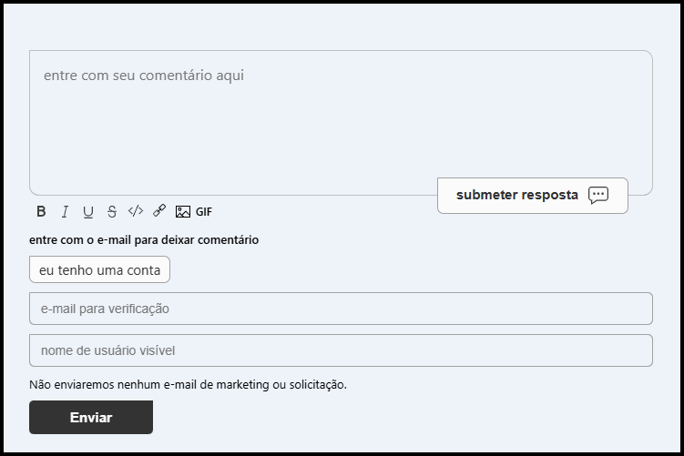 Tela inicial do chat mostrando campos para email e nome de usuário.