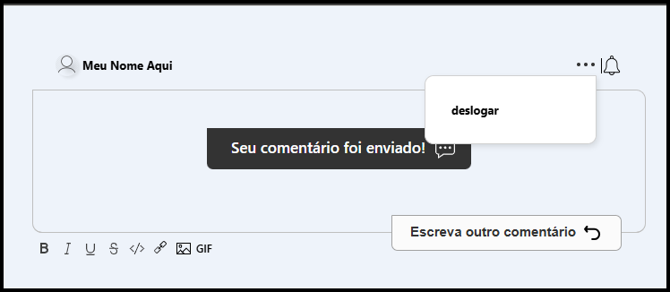 Menu do chat com a opção 'Deslogar' destacada para permitir a troca de nome.