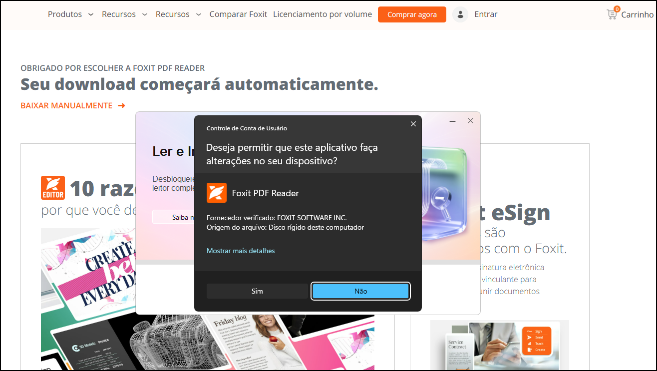 Alerta de permissão do Windows